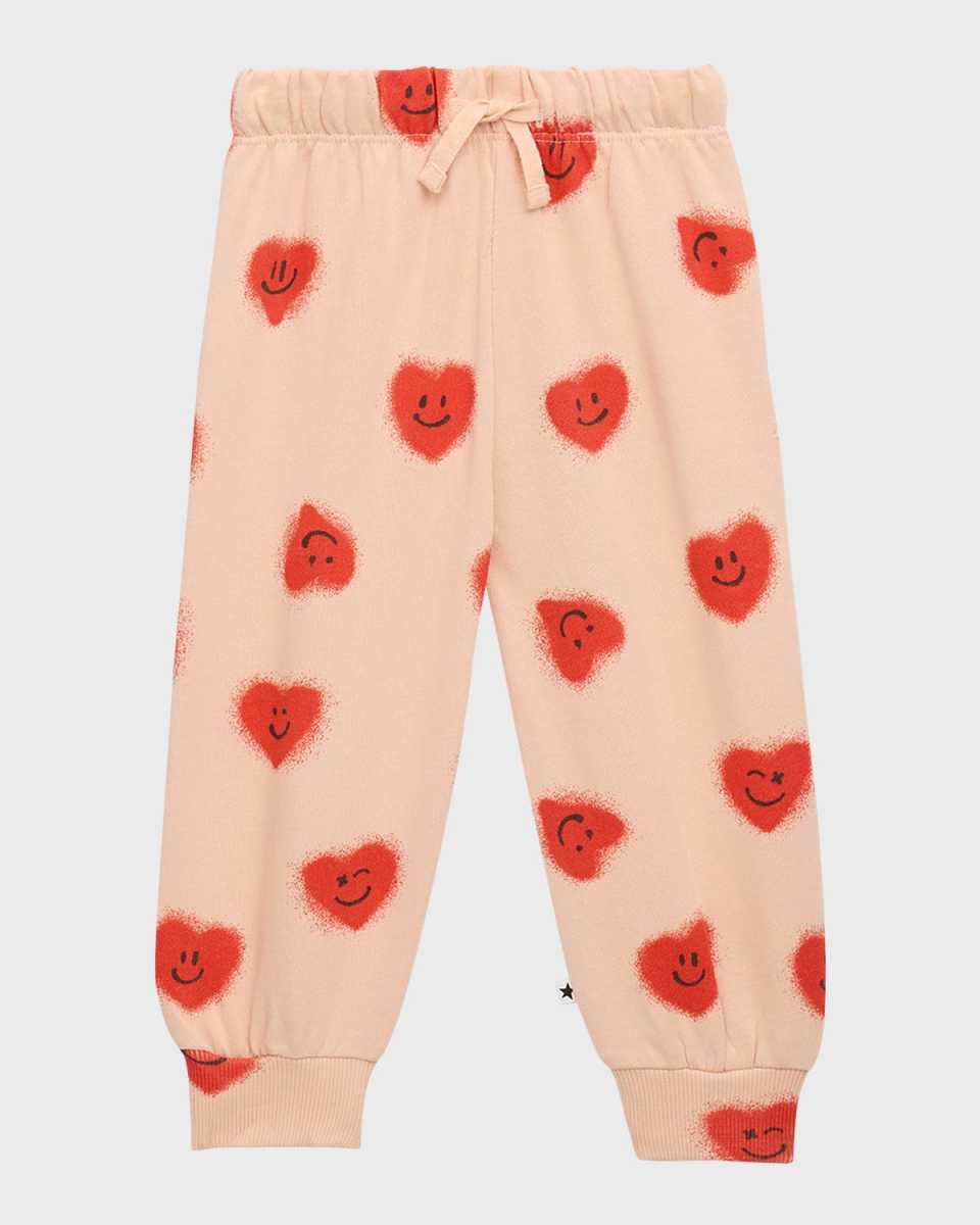 Girl's Simeon Heart-Print Sweatpants, Size 3M-4